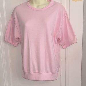 Vintage 70s/80s MS. Casuals Pink Short Sleeve Cotton/Polyester Knit‎ Top
